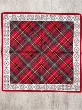 Polo by Ralph Lauren Red Tartan Plaid Scarf with White Border